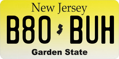 NJ license plate B80BUH