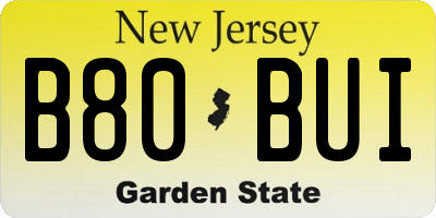 NJ license plate B80BUI