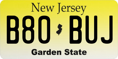 NJ license plate B80BUJ