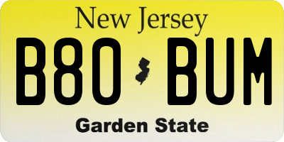 NJ license plate B80BUM