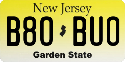 NJ license plate B80BUO