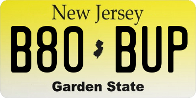 NJ license plate B80BUP