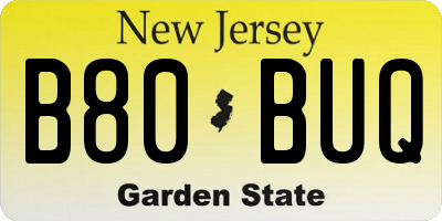 NJ license plate B80BUQ