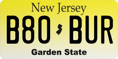 NJ license plate B80BUR