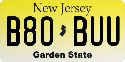 NJ license plate B80BUU