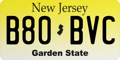 NJ license plate B80BVC