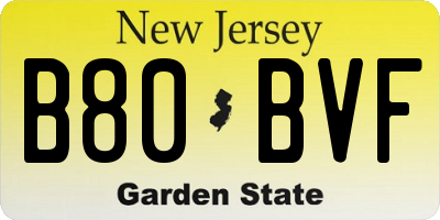 NJ license plate B80BVF