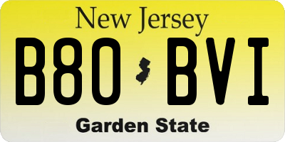 NJ license plate B80BVI