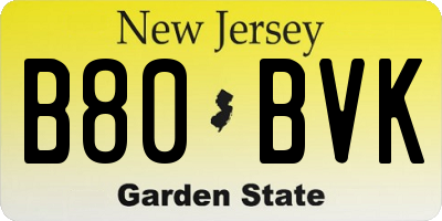 NJ license plate B80BVK