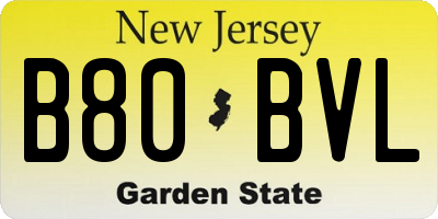 NJ license plate B80BVL