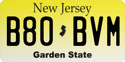 NJ license plate B80BVM