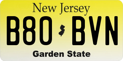 NJ license plate B80BVN