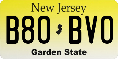 NJ license plate B80BVO