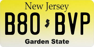 NJ license plate B80BVP