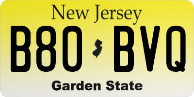 NJ license plate B80BVQ
