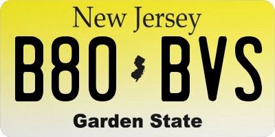 NJ license plate B80BVS