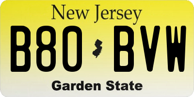 NJ license plate B80BVW