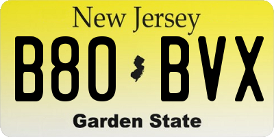 NJ license plate B80BVX