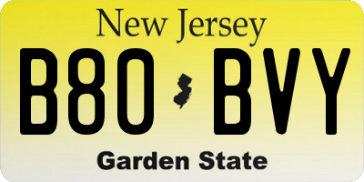 NJ license plate B80BVY