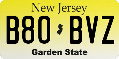 NJ license plate B80BVZ