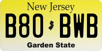 NJ license plate B80BWB