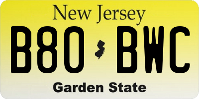 NJ license plate B80BWC