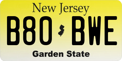 NJ license plate B80BWE