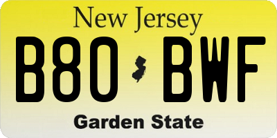 NJ license plate B80BWF