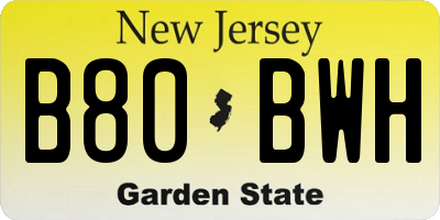 NJ license plate B80BWH