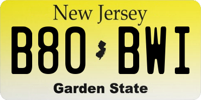 NJ license plate B80BWI