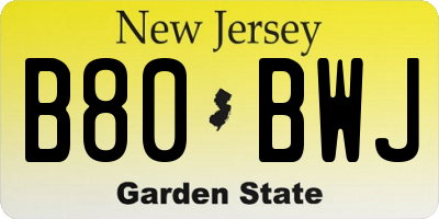NJ license plate B80BWJ