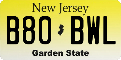 NJ license plate B80BWL