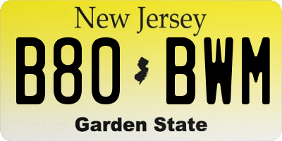 NJ license plate B80BWM