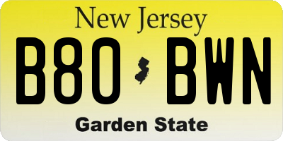 NJ license plate B80BWN