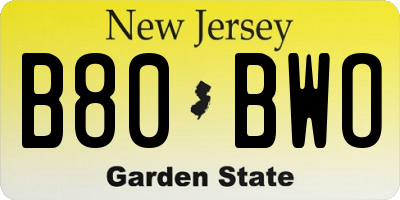 NJ license plate B80BWO