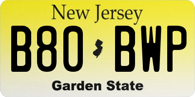 NJ license plate B80BWP