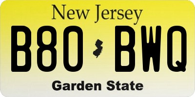 NJ license plate B80BWQ
