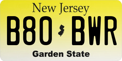 NJ license plate B80BWR