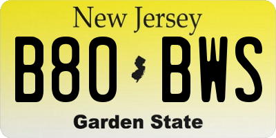 NJ license plate B80BWS