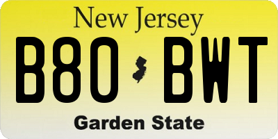 NJ license plate B80BWT