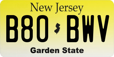 NJ license plate B80BWV