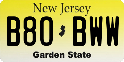 NJ license plate B80BWW