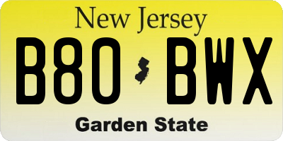 NJ license plate B80BWX