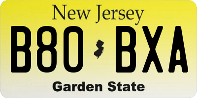 NJ license plate B80BXA