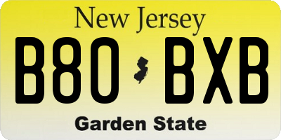 NJ license plate B80BXB