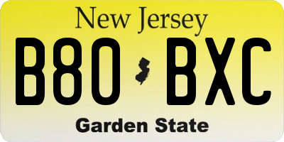 NJ license plate B80BXC