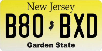 NJ license plate B80BXD