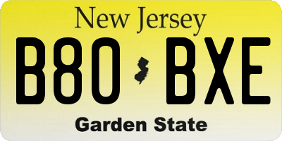 NJ license plate B80BXE