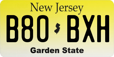 NJ license plate B80BXH