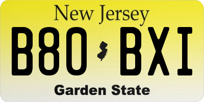 NJ license plate B80BXI